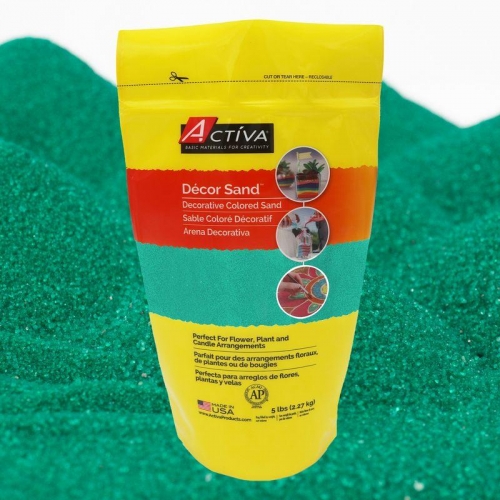 Décor Sand™ Decorative Colored Sand, Vivid Green, 5 lb (2.27 kg) Reclosable 