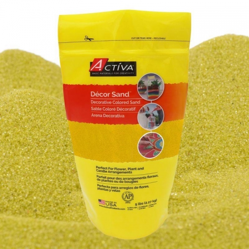 Décor Sand™ Decorative Colored Sand, Bright Yellow, 5 lb (2.27 kg) Reclosable 