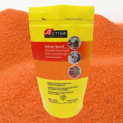 Décor Sand™ Decorative Colored Sand, Orange, 5 lb (2.27 kg) Reclosable 